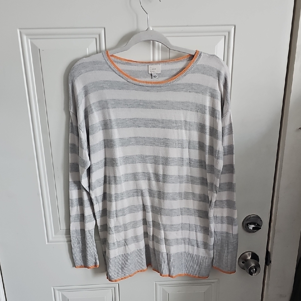 Chic Striped Sweater in Gray and Orange - Picture 5 of 5